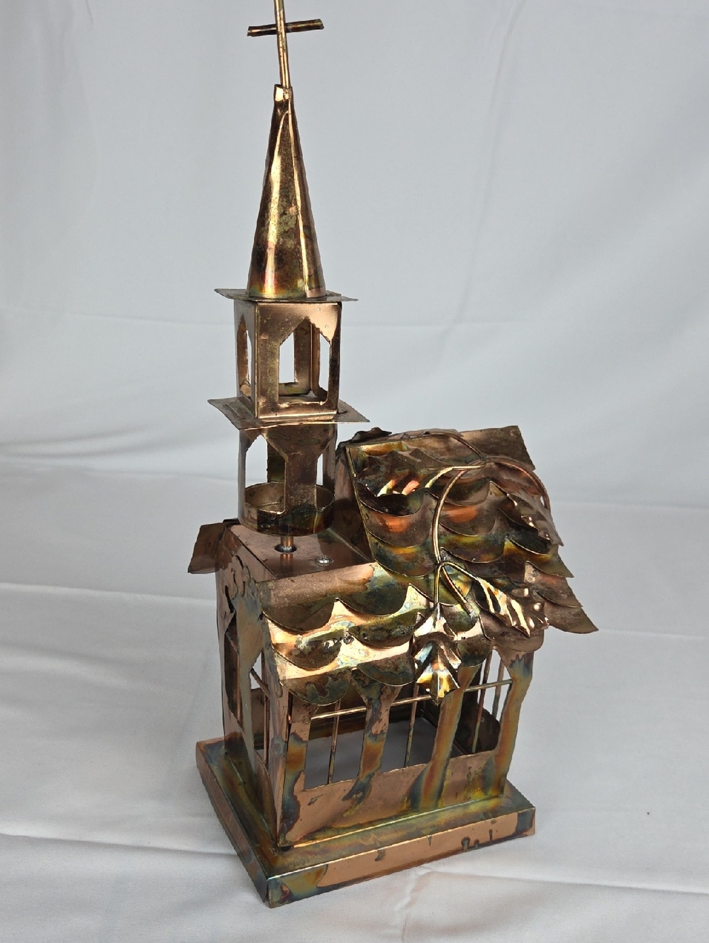 Music Box...Copper-Tone Decorative Metal Lantern Church Accent -